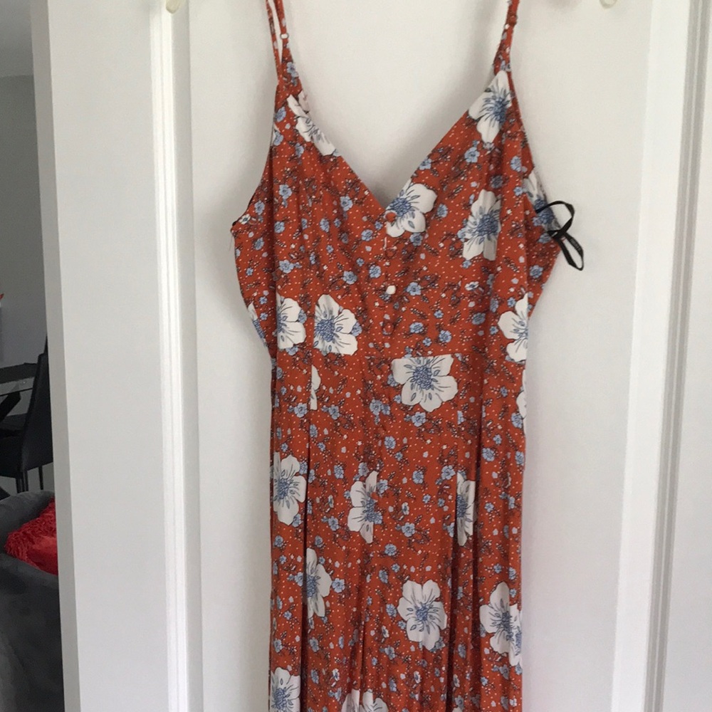 Women button front jumpsuit with zipper in back
